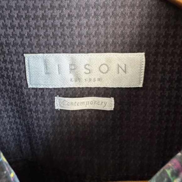 Lipson‎ Contemporary Long Sleeve Casual Dress Shirt Gray/Black Size L Flip Cuffs - Picture 3 of 16